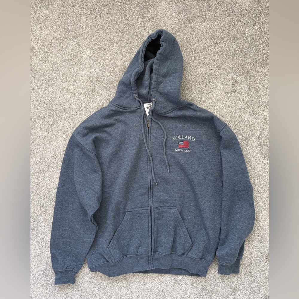 Holland Michigan Navy Hoodie Zip-Up Size L